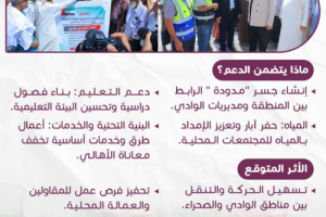 جسر مدودة ومشاريع تعليم ومياه بتمويل إماراتي في وادي حضرموت
