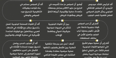 #انفوجرافيك| الرئيس الزُبيدي في مقابلة مع "الحرة": الجنوب ماضٍ نحو بناء دولته المدنية الديمقراطية والعلاقة مع التحالف مصيرية ومعمدة بالدم