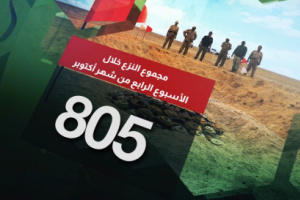 مسام يعلن نزع 805 ألغام وذخائر غير منفجرة في أسبوع