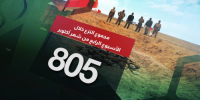مسام يعلن نزع 805 ألغام وذخائر غير منفجرة في أسبوع
