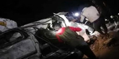 سقوط 5 قتلى و 9 مصابين بحادث انقلاب باص ركاب في نقيل حيفان