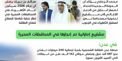 مليار دولار دعم إماراتي لمشاريع استراتيجية في عدن والمحافظات المحررة