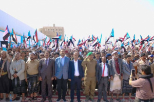 مهرجان جماهيري حاشد في عتق احتفاءً بانتصارات القوات الجنوبية والمطالبة بإعلان دولة الجنوب