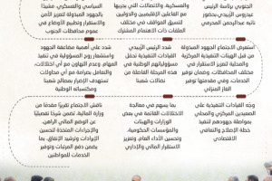 انفوجرافيك| القيادة التنفيذية العليا تؤكد مواصلة جهود تنفيذ خطة الإصلاح والتعافي الاقتصادي