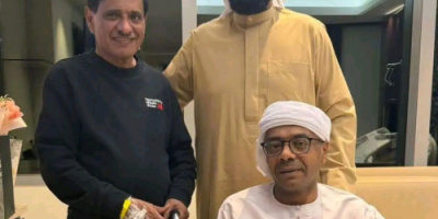 اللواء البحسني يستقبل الشيخ هاني بن بريك والصحفي هاني مسهور في أبوظبي