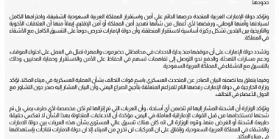 الإمارات: بيان المتحدث العسكري صدر دون تشاور مع أعضاء التحالف