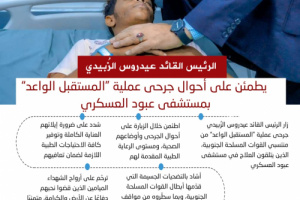 انفوجرافيك| الرئيس الزُبيدي يطمئن على أحوال جرحى عملية &ldquo;المستقبل الواعد&rdquo; بمستشفى عبود
