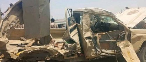 حادث مروري لطقم عسكري تابع لقوات درع الوطن في أبين