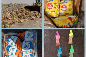 هيئة المواصفات ترفض وتتلف دجاج مجمد فاسد وحلوى أطفال على هيئة مسدسات ومنتجات اخرى مخالفة في عدن والمهرة