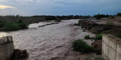 تدفق سيل جارف إلى وادي معادن بمديرية طور الباحة
