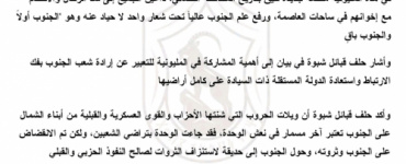 حلف قبائل شبوة يدعو للمشاركة في مليونية 7 يوليو