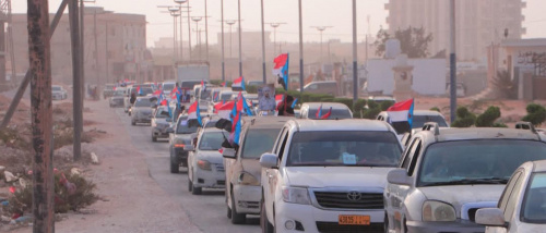 مسيرة جماهيرية حاشدة بالمركبات في الغيضة دعماً للمجلس الانتقالي الجنوبي