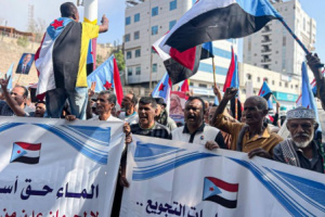 وقفة احتجاجية حاشدة في صيرة تندد بتدهور خدمة المياه وتطالب بحلول عاجلة