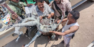 قوات دفاع شبوة تسقط مسيرة حوثية في جبهة بيحان - حريب 